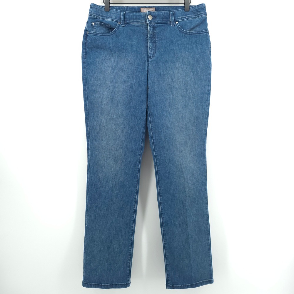 Chico's Fabulously Slimming Womens Straight Leg Jeans 1 (US 8) Short Blue Denim